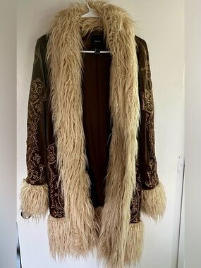 Penny Lane Brown Embroidered Coat